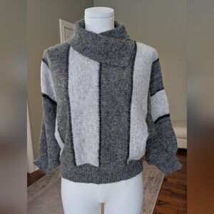 Vintage Elegant Women's Sweater Striped 80s 90s Dolman Sleeve Size S